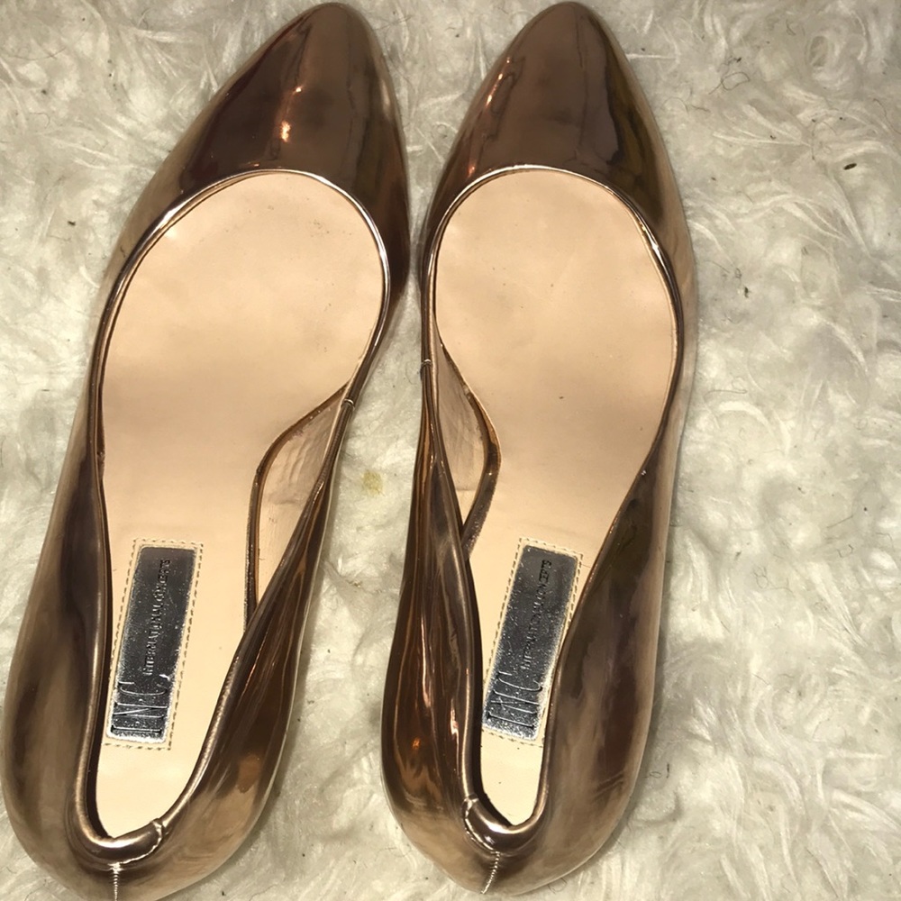 Rose gold heels.